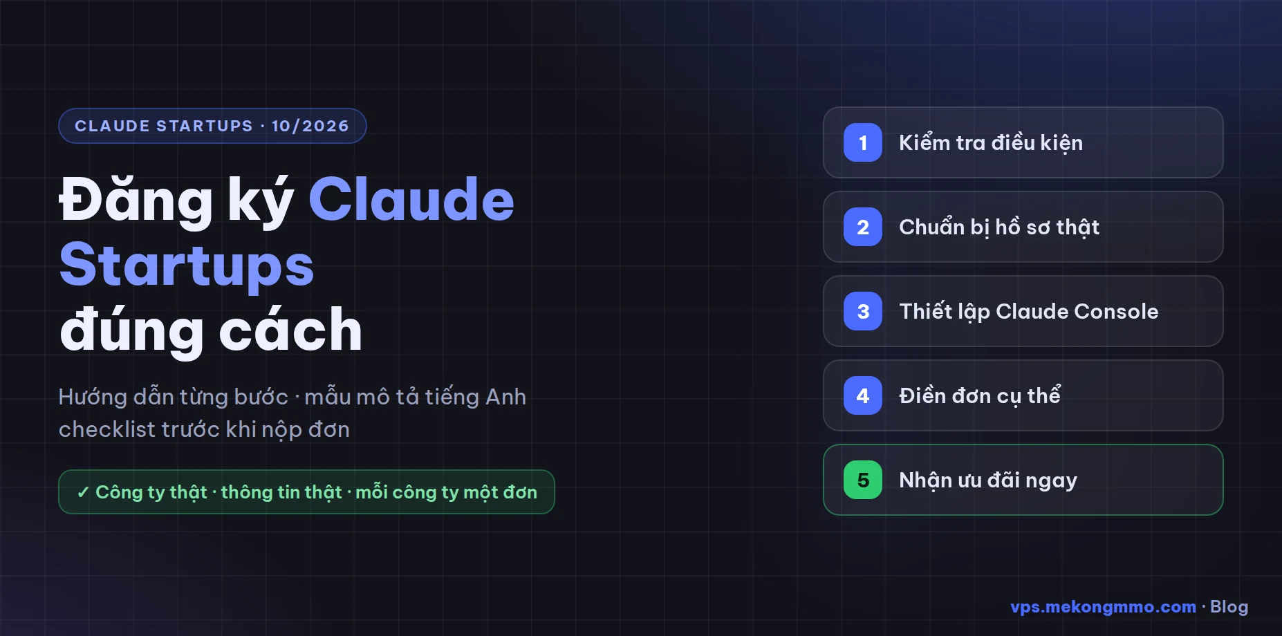 Đăng ký Claude Startups đúng cách: hướng dẫn từng bước cho anh em (10/2026)